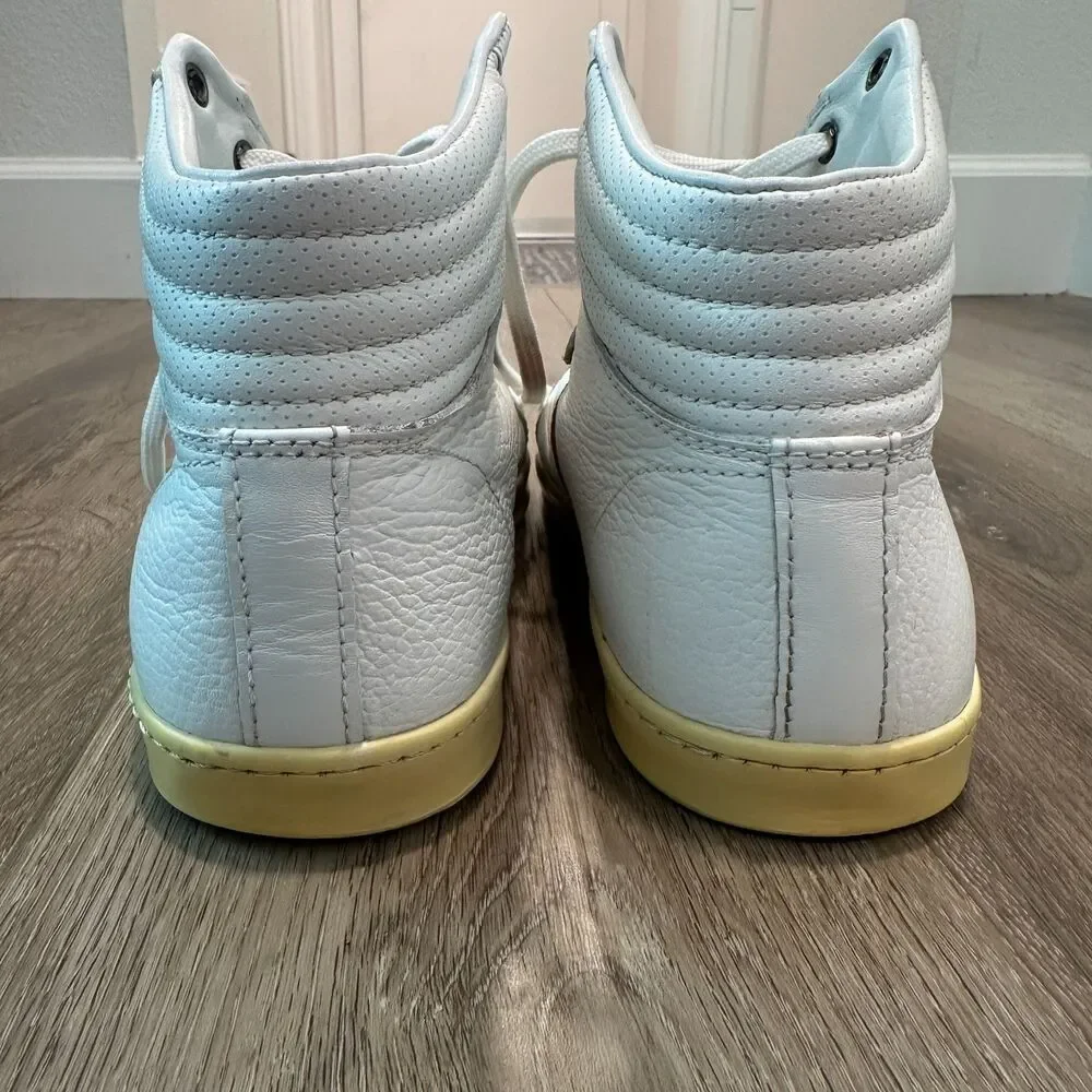 Vintage Leather Gucci High Top Sneakers Web Stripe Streetwear Size 43 / 10 US
